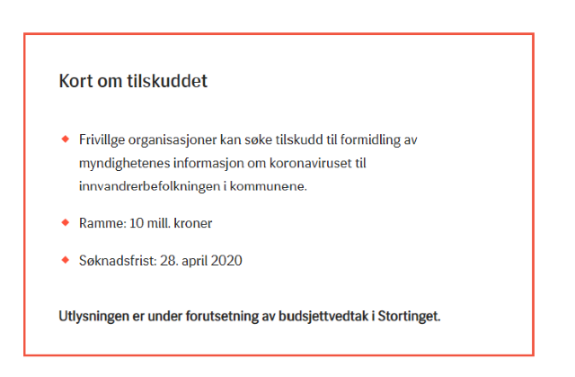 Ekstraordinært Tilskudd Til Informasjonstiltak For ...